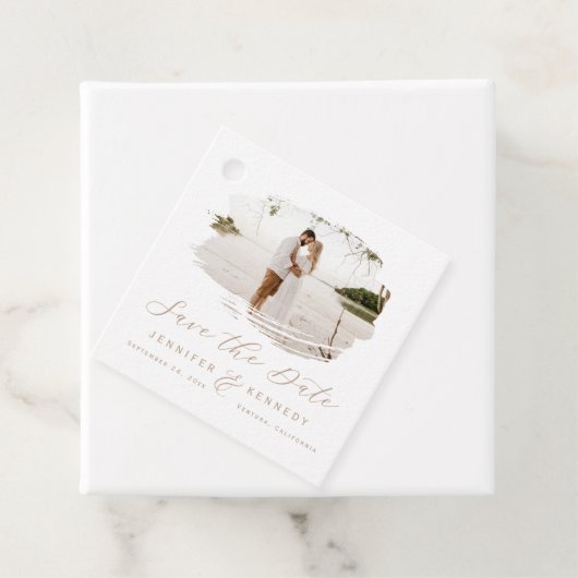 カラメルベージュロマンチックなブラシ仕上げフレーム日付を保存 フェイバータグ (インサイチュ)