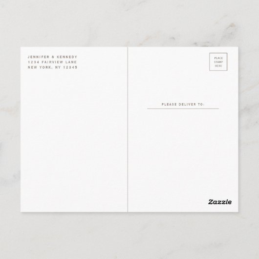 カラメルベージュロマンチックなブラシ仕上げフレーム日付を保存 ポストカード (裏面)