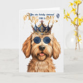 カラメルラブラドールキングオンザデイおもしろい誕生日 カード (黄色い花)