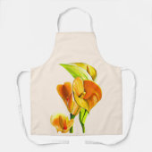 カラユリのオレンジ色の花の水色 エプロン (正面)