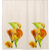 カラユリの水彩花アート シャワーカーテン (正面)