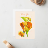 カラユリの花の水色のフローラ ノートカード (正面/裏面インサイチュ)