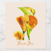 カラユリの花の水色のフローラ ワインラベル (シングルラベル)