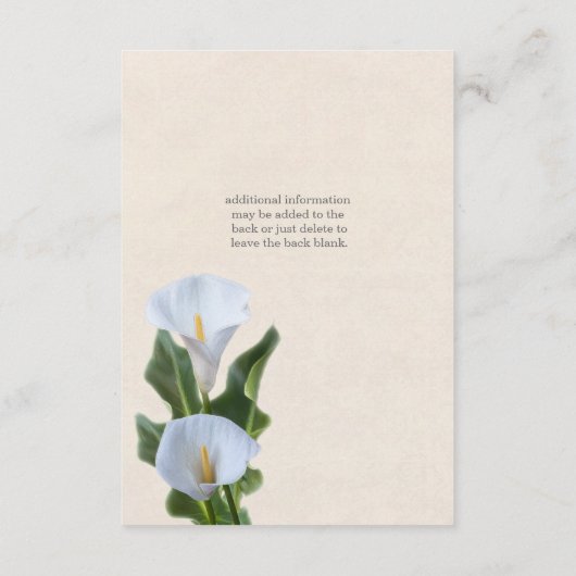 カラユリフラワーズフローラエレガント宿泊施設 エンクロージャーカード (裏面)