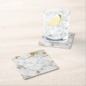 カララホワイト金ゴールドマーブルグレースクエアコースター スクエアペーパーコースター (インサイチュ)