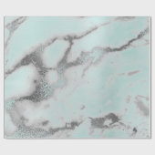 カララマーブルティファニー淡い色のアクアグレーシルバー ラッピングペーパー (フラット)