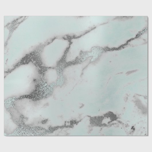 カララマーブルティファニー淡い色のアクアグレーシルバー ラッピングペーパー (フラット)