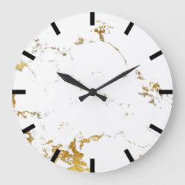 カララマーブルホワイトルクス金ゴールドブラックストーン ラージ壁時計
