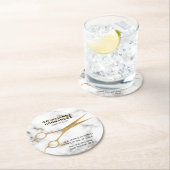 カララマーブル金ゴールドシザー美容師アドレス ラウンドペーパーコースター (インサイチュ)