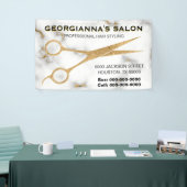 カララマーブル金ゴールドシザー美容師アドレス 横断幕 (トレードショー)