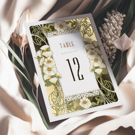 カラリリテーブルナンバアールヌーボーミュシャ 箔招待状