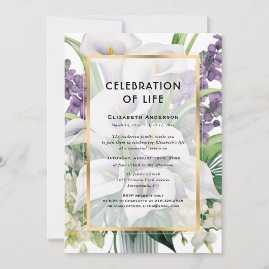 カラリリーお祝いオブ・ライフ 招待状 (正面)