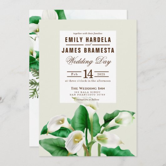 カラリリーエレガント予算結婚式招待状カード 招待状 (正面/裏面)