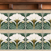 カラリリーグリーンフローラウォールデコールアールヌーボー タイル