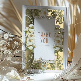 カラリリーサンキューカードアールヌーボーミュシャ 箔招待状