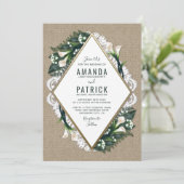 カラリリーブラップとレース結婚式招待状 招待状 (スタンド正面)