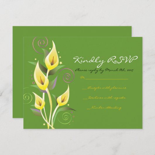 カラリリー結婚式招待状招待状フラワーリプライ 招待状 (正面/裏面)