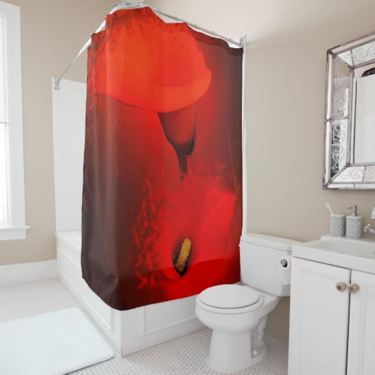 カラリリー鮮やかな赤いスキャッター効果 シャワーカーテン (インサイチュ)