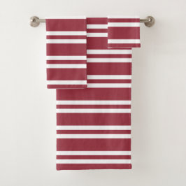 カラント赤と白ストライプ バスタオルセット