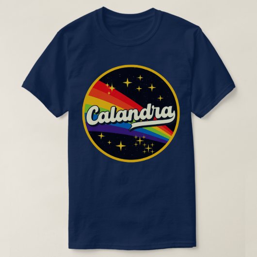 カランドラレインボーイン宇宙ヴィンテージスタイル Tシャツ (デザイン正面)