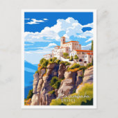 カランバカギリシャヴィンテージ旅行イラストレーション ポストカード (正面)