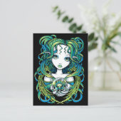 「カラン」グリーンロータスウォーターエンジェルポストカード ポストカード (スタンド正面)