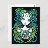 「カラン」グリーンロータスウォーターエンジェルポストカード ポストカード (正面/裏面)