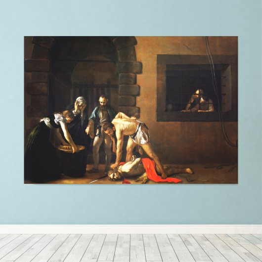 カラヴァッジョによるバプテストの聖ヨハネの斬首刑 キャンバスプリント (インサイチュ (ウッドフロア))