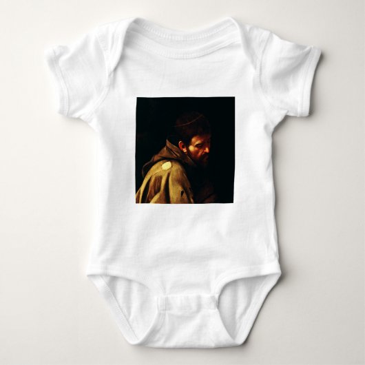 カラヴァッジョによる聖フランチェスコ バロックの傑作 ベビーボディスーツ (正面)