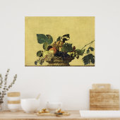 カラヴァッジョの果物のバスケット ポスター (キッチン)