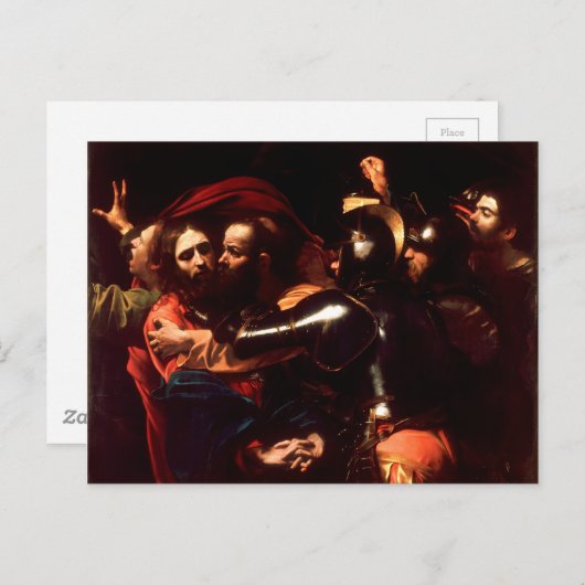 カラヴァッジョの『キリストの捕縛』(1602) ポストカード (正面/裏面)