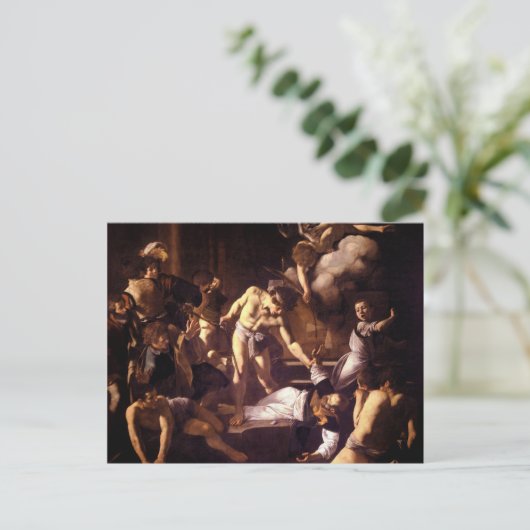 カラヴァッジョの『聖マタイの殉教』(1600) ポストカード (スタンド正面)