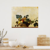 カラヴァッジョ果実入りのバスケット ポスター (キッチン)