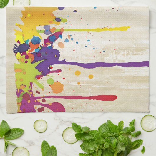 カラーおもしろいスプラッシュII +バックグラップ。&アイディア キッチンタオル (折り畳み)