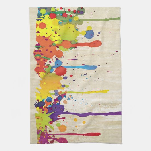 カラーおもしろいスプラッシュII +バックグラップ。&アイディア キッチンタオル (縦)