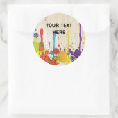 カラーおもしろいスプラッシュII +バックグラップ。&文字 ラウンドシール (バッグ)