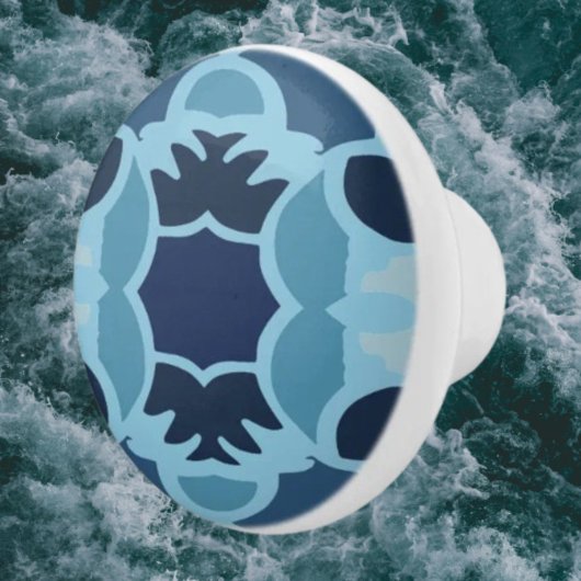 カラーおもしろいブルーコラージセラミックノブ セラミックノブ