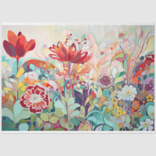 カラーお洒落フラワー抽象芸術の絵画デコページ 薄葉紙