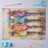 カラーお洒落女性のカーボーイの切り離し 薄葉紙 (クラフト)