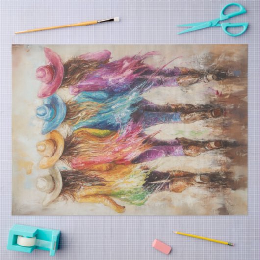 カラーお洒落女性のカーボーイの切り離し 薄葉紙 (クラフト)