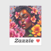 カラーかわいらしピンクの花のレディーミュージカルノート シール (シート)