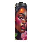 カラーかわいらしピンクの花のレディーミュージカルノート タンブラー (正面)