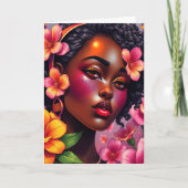 カラーかわいらしピンクの花のレディ誕生日 カード (正面)