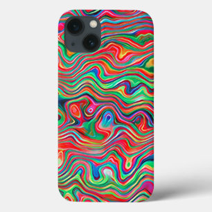 カラーとコンターのスプラッシュ液体抽象芸術 iPhone 13ケース