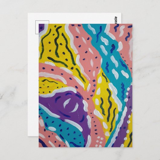カラーとフローの抽象芸術絵画の ポストカード (正面/裏面)