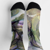 カラーと金ゴールドアルコールインク液体抽象芸術アート ソックス (上部)