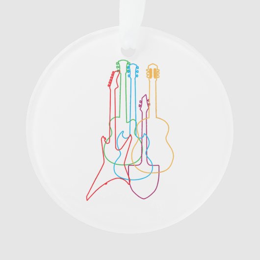 カラーのギター電気音響クラシカルギフト オーナメント (正面)