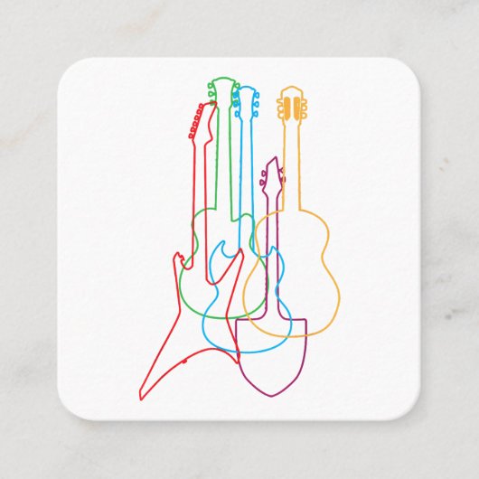 カラーのギター電気音響クラシカルギフト スクエア名刺 (正面)