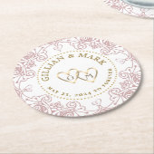 カラーのコースター結婚金ゴールドハートの選択 ラウンドペーパーコースター (アングル)