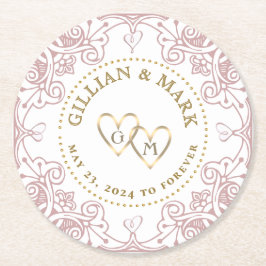 カラーのコースター結婚金ゴールドハートの選択 ラウンドペーパーコースター